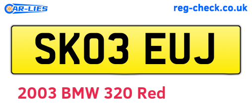 SK03EUJ are the vehicle registration plates.