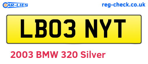 LB03NYT are the vehicle registration plates.