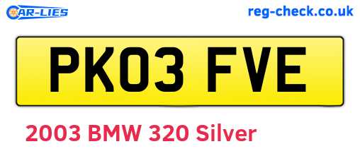 PK03FVE are the vehicle registration plates.