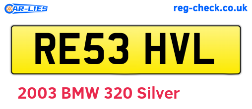 RE53HVL are the vehicle registration plates.
