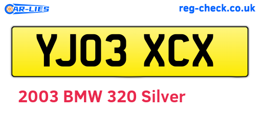 YJ03XCX are the vehicle registration plates.