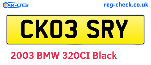CK03SRY are the vehicle registration plates.