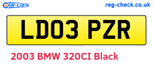 LD03PZR are the vehicle registration plates.