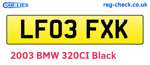 LF03FXK are the vehicle registration plates.