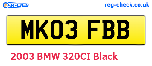 MK03FBB are the vehicle registration plates.