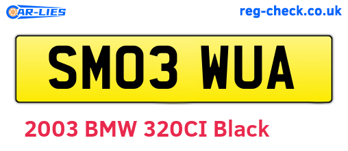 SM03WUA are the vehicle registration plates.