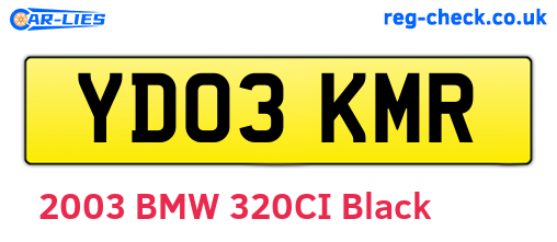 YD03KMR are the vehicle registration plates.