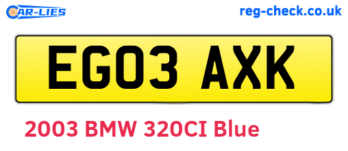 EG03AXK are the vehicle registration plates.