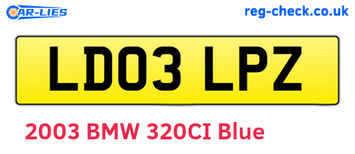LD03LPZ are the vehicle registration plates.