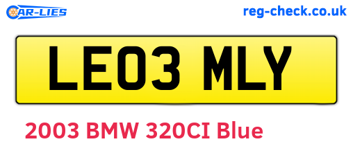 LE03MLY are the vehicle registration plates.