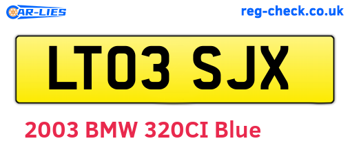 LT03SJX are the vehicle registration plates.
