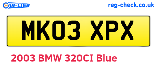 MK03XPX are the vehicle registration plates.
