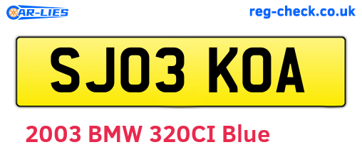 SJ03KOA are the vehicle registration plates.