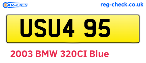 USU495 are the vehicle registration plates.