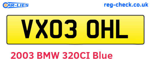 VX03OHL are the vehicle registration plates.