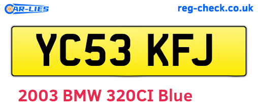 YC53KFJ are the vehicle registration plates.