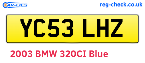YC53LHZ are the vehicle registration plates.