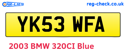 YK53WFA are the vehicle registration plates.
