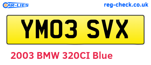 YM03SVX are the vehicle registration plates.