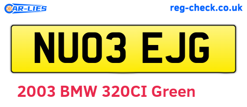 NU03EJG are the vehicle registration plates.