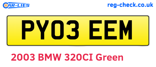 PY03EEM are the vehicle registration plates.
