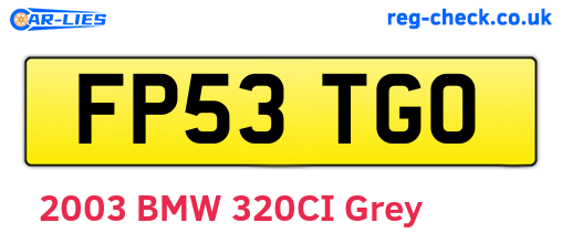 FP53TGO are the vehicle registration plates.