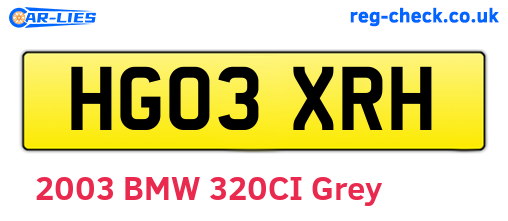 HG03XRH are the vehicle registration plates.