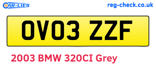OV03ZZF are the vehicle registration plates.