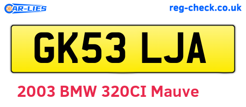 GK53LJA are the vehicle registration plates.