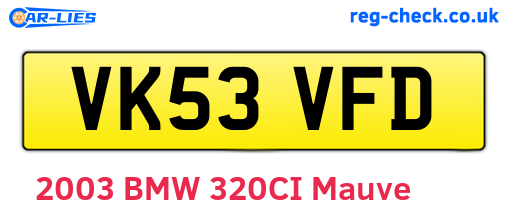 VK53VFD are the vehicle registration plates.