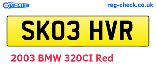 SK03HVR are the vehicle registration plates.