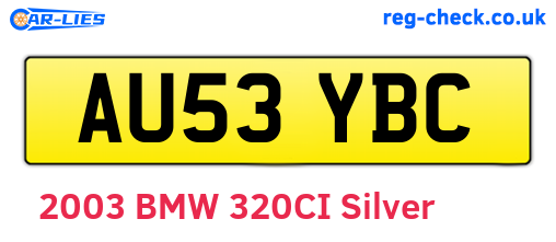 AU53YBC are the vehicle registration plates.