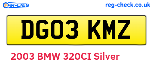 DG03KMZ are the vehicle registration plates.