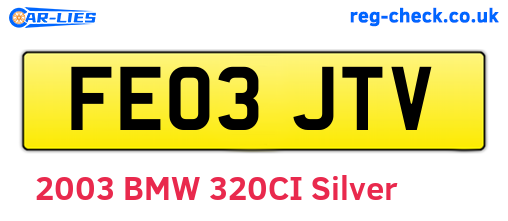 FE03JTV are the vehicle registration plates.