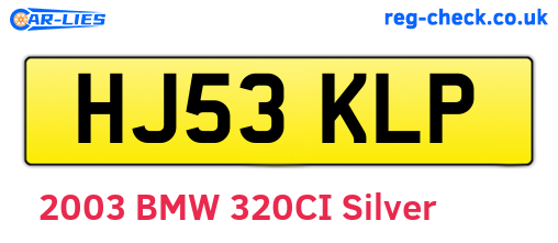 HJ53KLP are the vehicle registration plates.