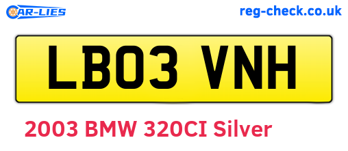LB03VNH are the vehicle registration plates.