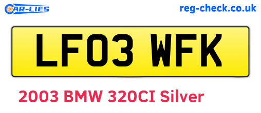 LF03WFK are the vehicle registration plates.