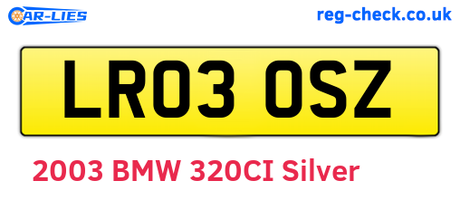 LR03OSZ are the vehicle registration plates.