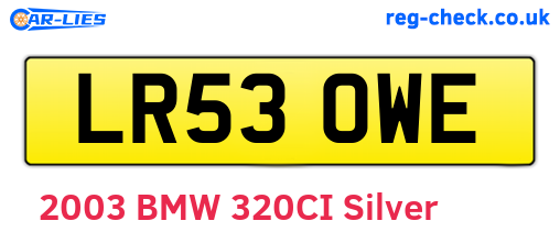 LR53OWE are the vehicle registration plates.