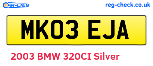 MK03EJA are the vehicle registration plates.