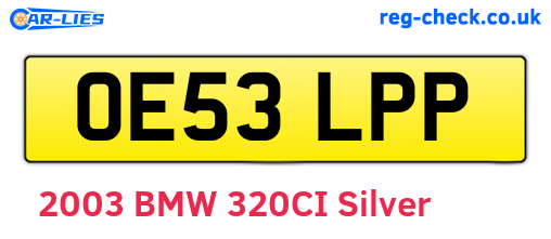 OE53LPP are the vehicle registration plates.