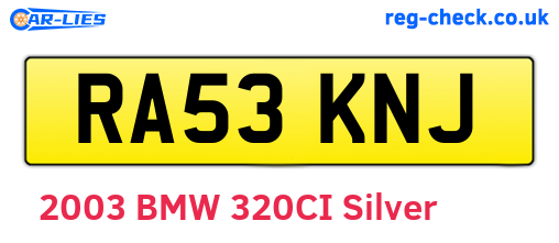 RA53KNJ are the vehicle registration plates.