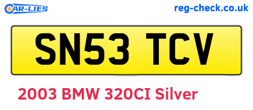 SN53TCV are the vehicle registration plates.