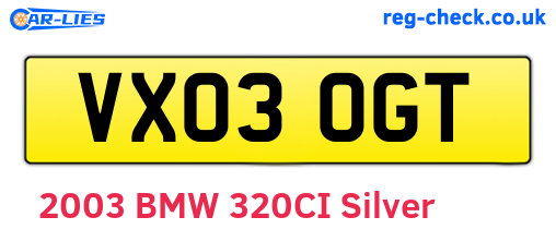 VX03OGT are the vehicle registration plates.