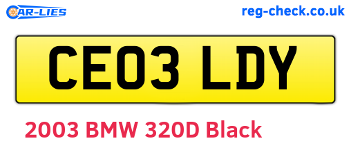 CE03LDY are the vehicle registration plates.