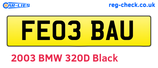 FE03BAU are the vehicle registration plates.