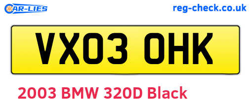 VX03OHK are the vehicle registration plates.