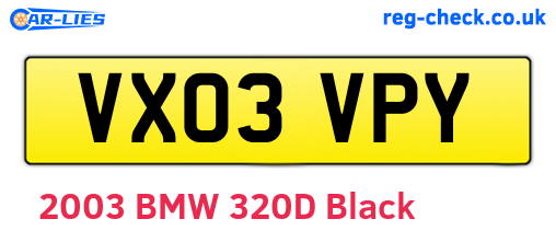 VX03VPY are the vehicle registration plates.