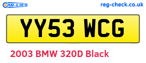 YY53WCG are the vehicle registration plates.