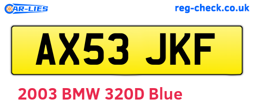 AX53JKF are the vehicle registration plates.